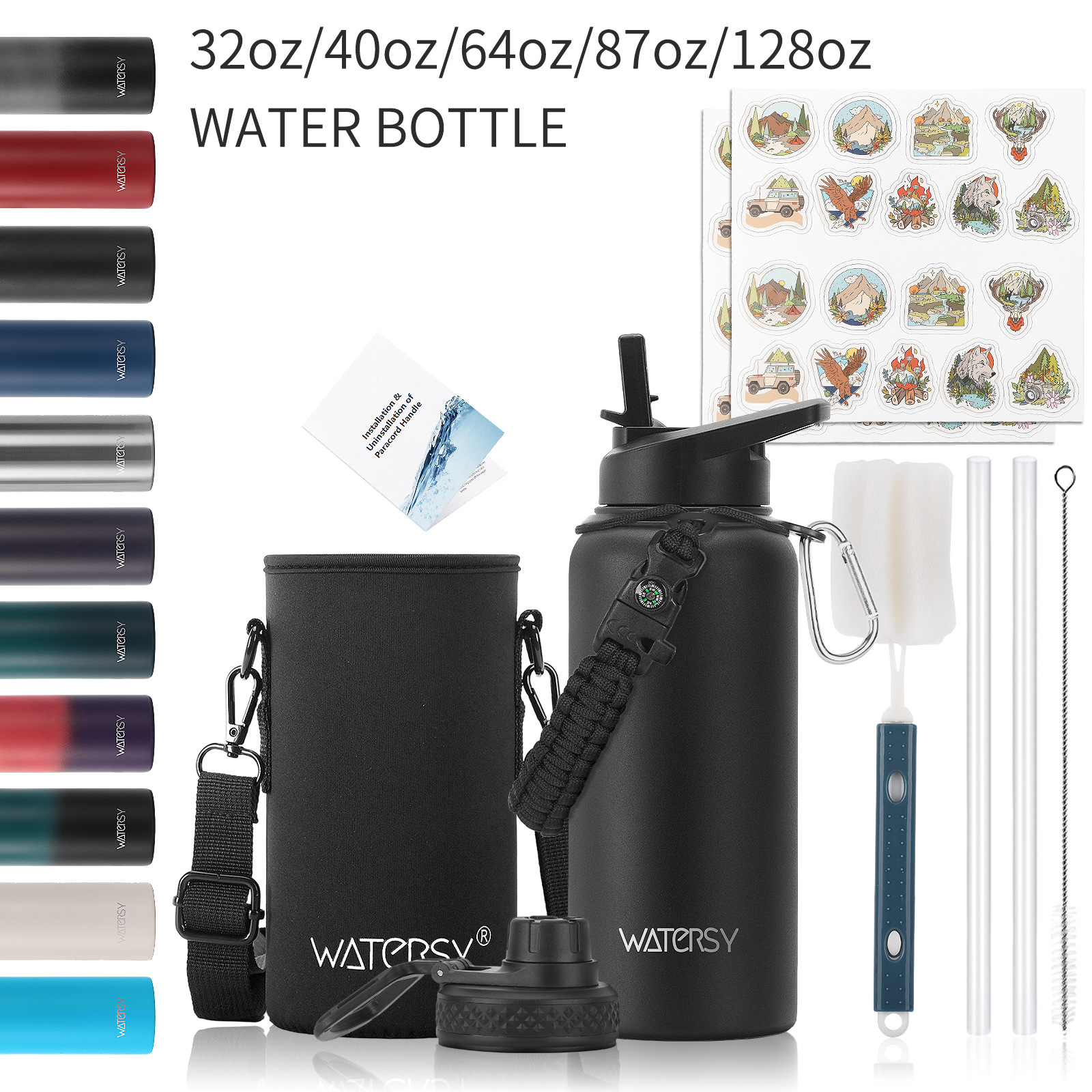 跨境40oz太空壶运动水杯大容量户外保冷不锈钢保温瓶带杯套手提绳