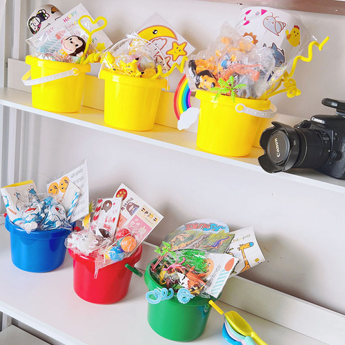 Cream cake bucket cake decoration ornaments children's portable birthday bucket creative cute colorful soft strip sticker decoration
