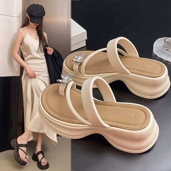 Sandals and Slippers Women's Summer Outfit Skirt 2025 New Fairy Style Thick-soled Heel Sandals Beach Slides