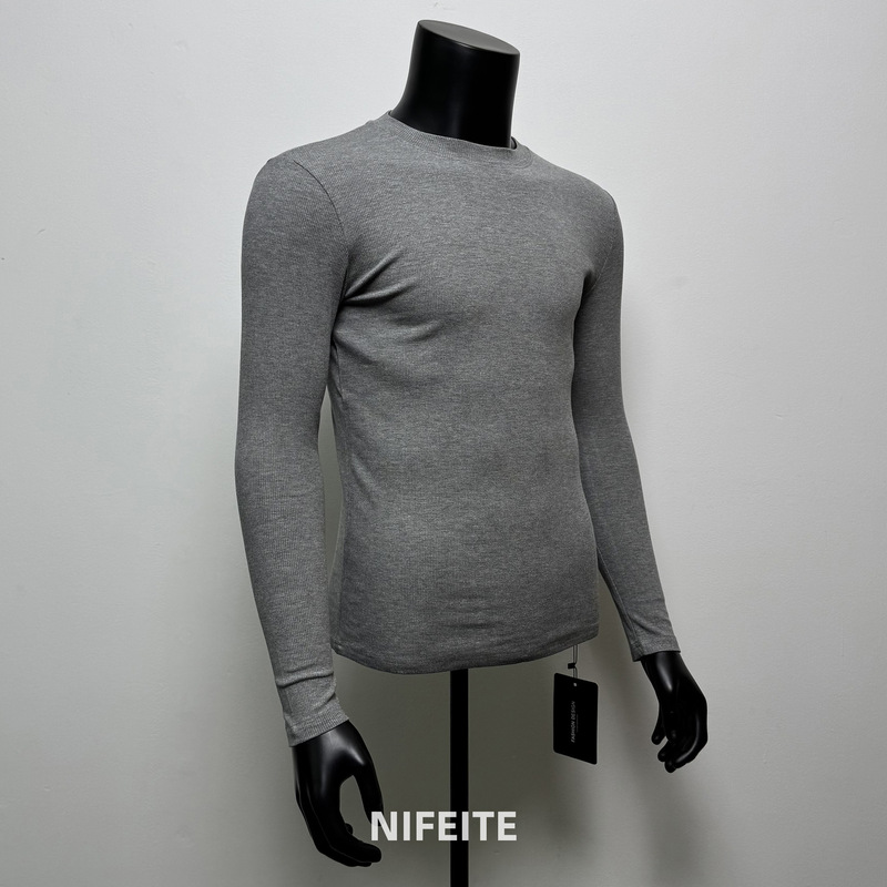 Threaded Crewneck Long-sleeved T-shirt Men's Muscle Fitness Training Tight-fitting Sports High Elastic Quick-drying Base Shirt Top