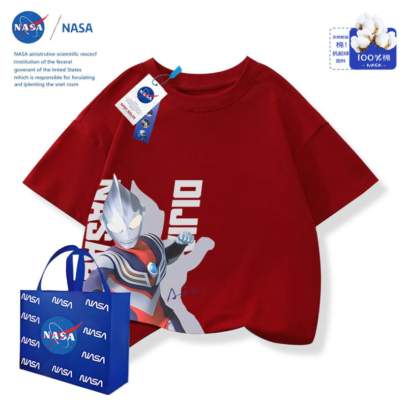 NASA奥特曼男童t恤短袖新款夏季中大童男孩纯棉上衣休闲|undefined