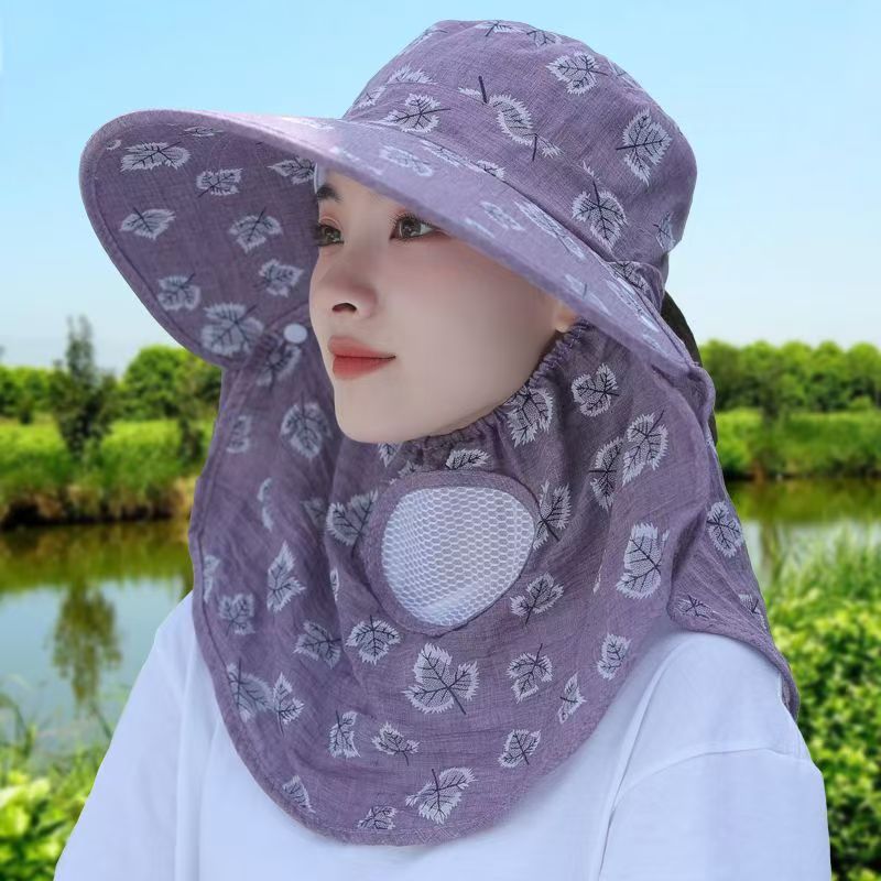 Summer Sun Hat for Women, Sun Protection Face-Covering Cape Hat, Cycling Face Protection, Large Brim Hat, Face Mask, Tea-Picking Hat, Farm Work, Detachable