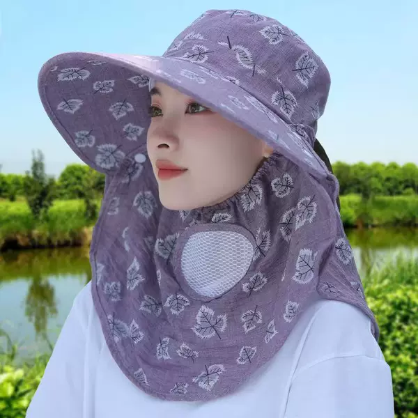 Summer Sun Hat for Women, Sun Protection Face-Covering Cape Hat, Cycling Face Protection, Large Brim Hat, Face Mask, Tea-Picking Hat, Farm Work, Detachable