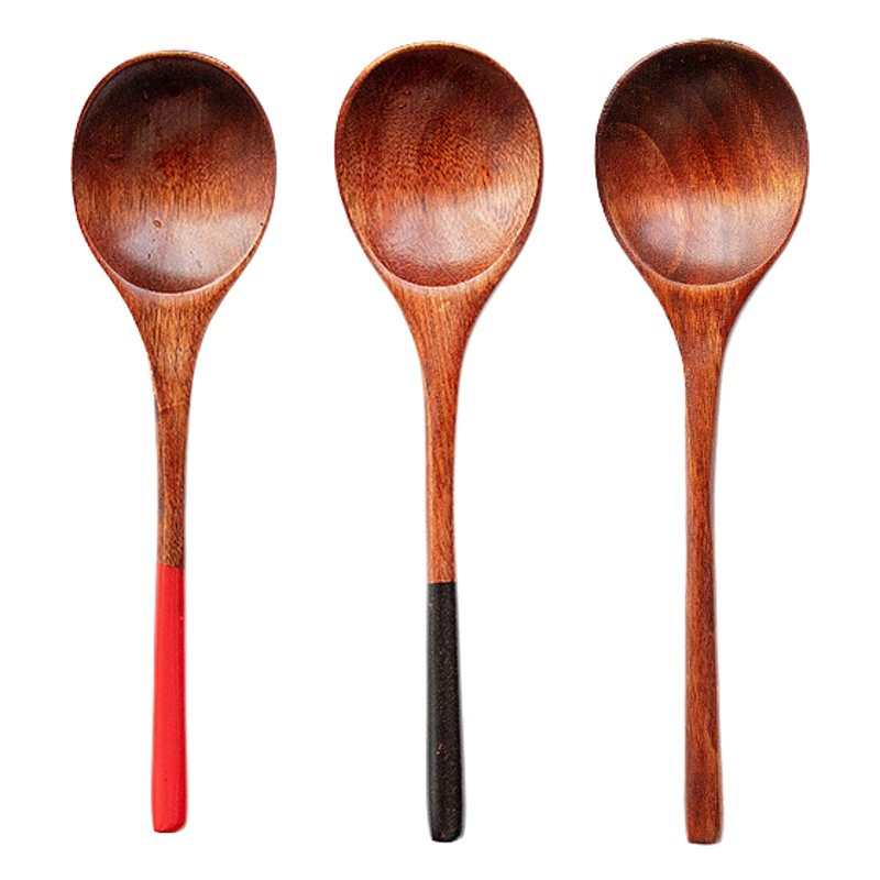 Деревянная круглая губная помада, черный крысиный хвост, ложка в японском и корейском стиле, креативная деревянная ложка для десерта, креативная деревянная ложка, ложка для мороженого