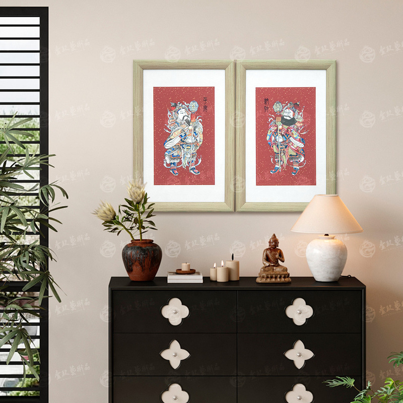 Chinese-Style Ancient God of Wealth and Door God Decorative Painting for Electric Meter Box, Entrance, Bedroom, Photo Frame, Peace and Wealth Hanging Painting Chinese-Style Ancient God of Wealth and Door God Decorative Painting for Electric Meter Box, Entrance, Bedroom, Photo Frame, Peace and Wealth Hanging Painting