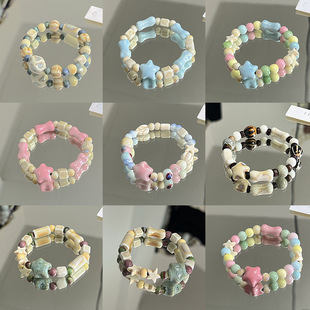 Jingdezhen ceramic bracelets new and not faded for women in summer versatile students ancient style beaded bracelets fresh and popular