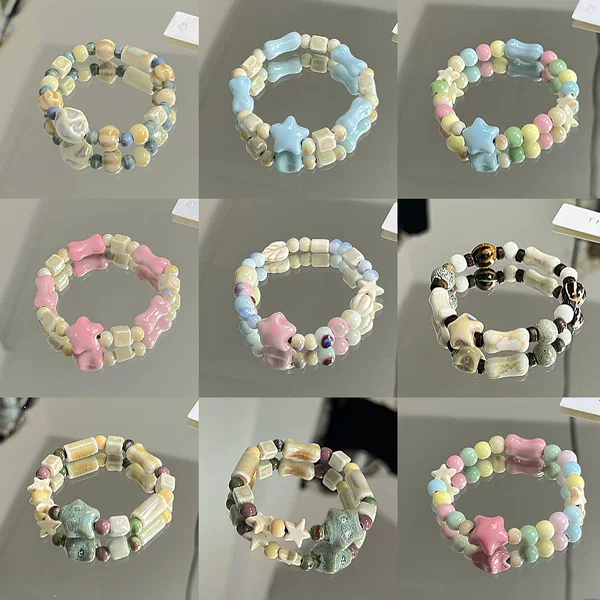Jingdezhen Ceramic Bracelet, New Non-Fading Style, Ancient Style Beaded Bracelet for Female Students, Fresh and Trendy Ceramic Bracelet