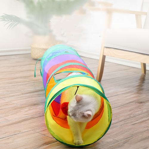 Bulk Cross-Border Cat Rainbow Channel Pet Cat Noisy Paper Toys Rolling Dragon Folding Cat Tunnel
