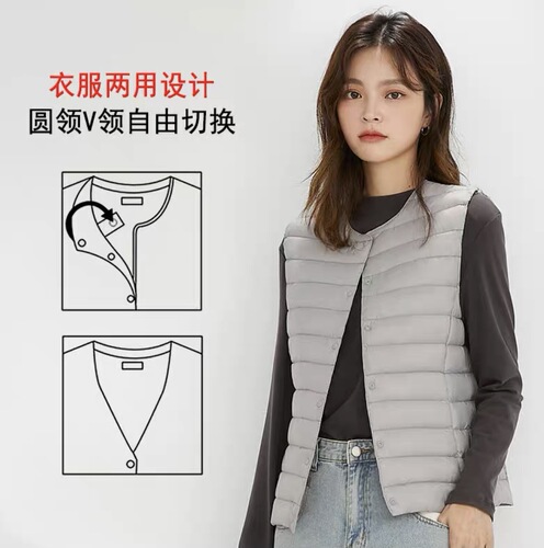 New style thin down jacket vest for women, warm and slim fit inner, lightweight white duck down vest, inner liner and waistcoat
