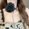 Black mesh leather rope necklace (same style as internet celebrity)