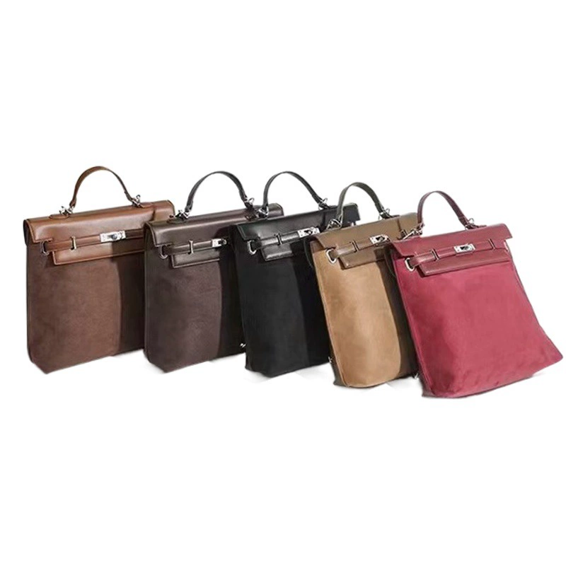 2024, осенне-зимний новый стиль, высококачественный женский рюкзак Kelly из натуральной кожи с матовым сращиванием в стиле ретро, модный универсальный рюкзак