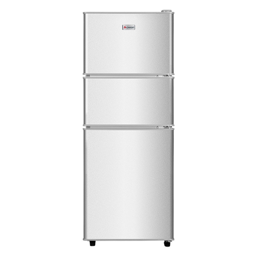 Refrigerador pequeño Chigo de 136-239 litros para uso doméstico, ideal para alquiler, con funciones de refrigeración y congelación, mini refrigerador de tres puertas para dormitorio.