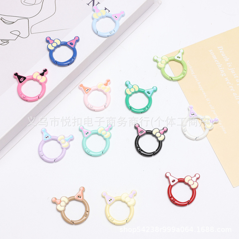 Color Baking Paint Spring Buckle Kurumi Drop Oil Candy Color Spring Ring Open Diy Jewelry Keychain Book Ring Card