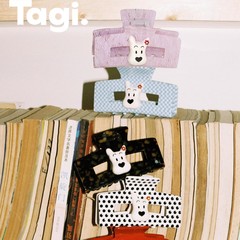 Tagi《哈哈》小狗方形亚克力镂空抓夹无痕鲨鱼夹可爱发抓发夹饰品