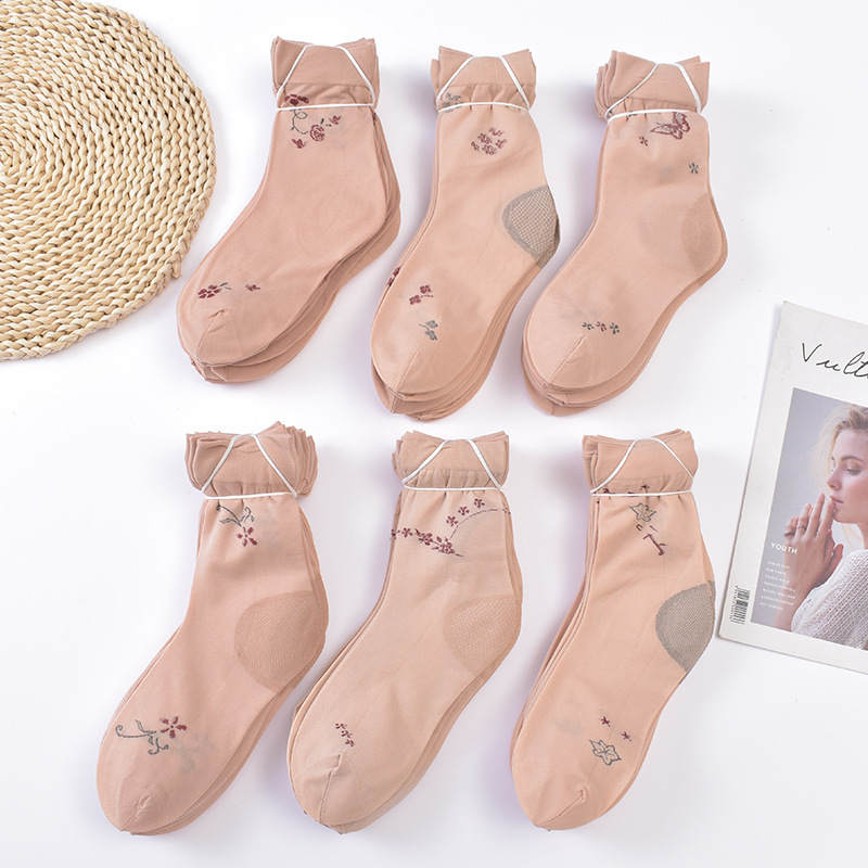 Velvet Short Stockings for Women in Summer, Loose Anti-Snatch Stockings, Thickeneded Anti-Slip Heel Socks for Mothers That Do Not Tighten the Feet