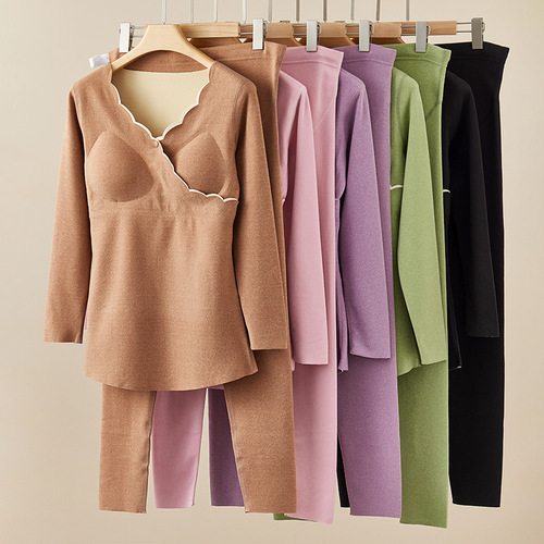 One-piece maternity cashmere warm innerwear set, autumn t-shirt and tights, nursing bra cup 662