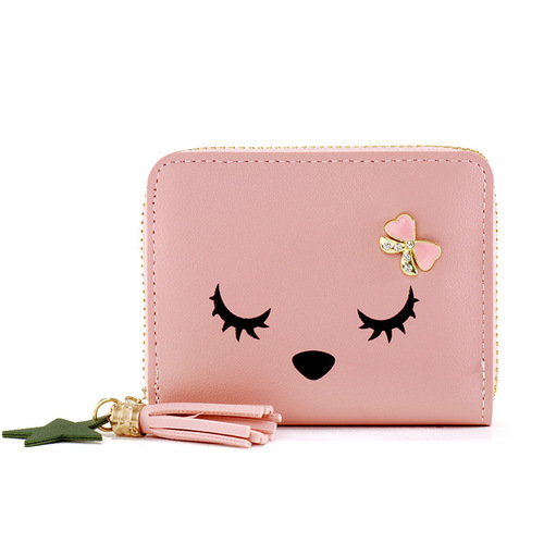 New coin purse short ladies zipper tassel wallet student cartoon cute personalized coin purse card holder