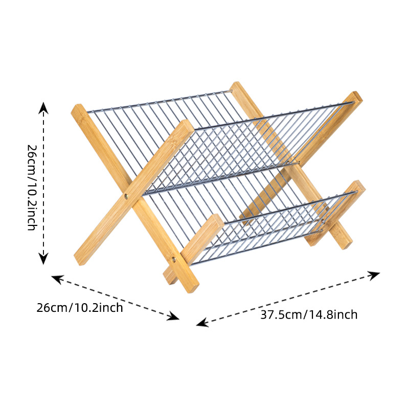 Ventilación de cocina de bambú Nan estante plegable multifuncional lavavajillas estante de platos estante de platos estante de almacenamiento de platos estante de agua