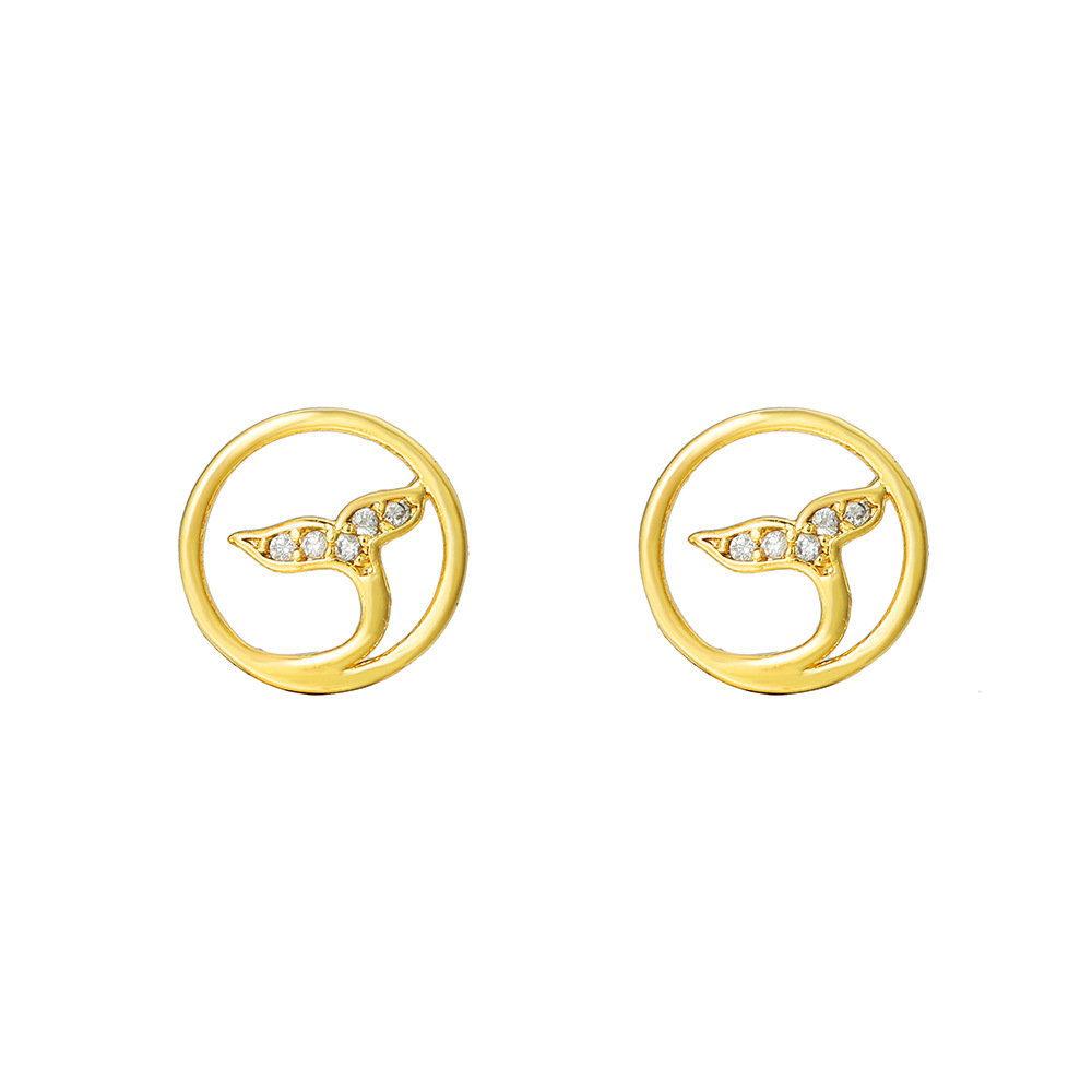 Simple Style Butterfly Copper Gold Plated Zircon Ear Studs 1 Pair