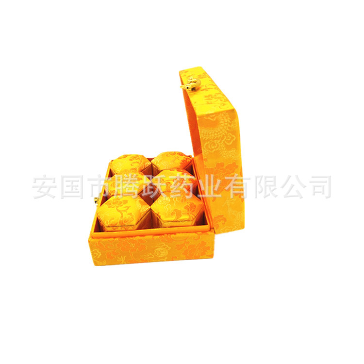 Yellow Hexagonal Brocade Gift Box Set of 4 Empty Packaging Boxes with Liners preparation