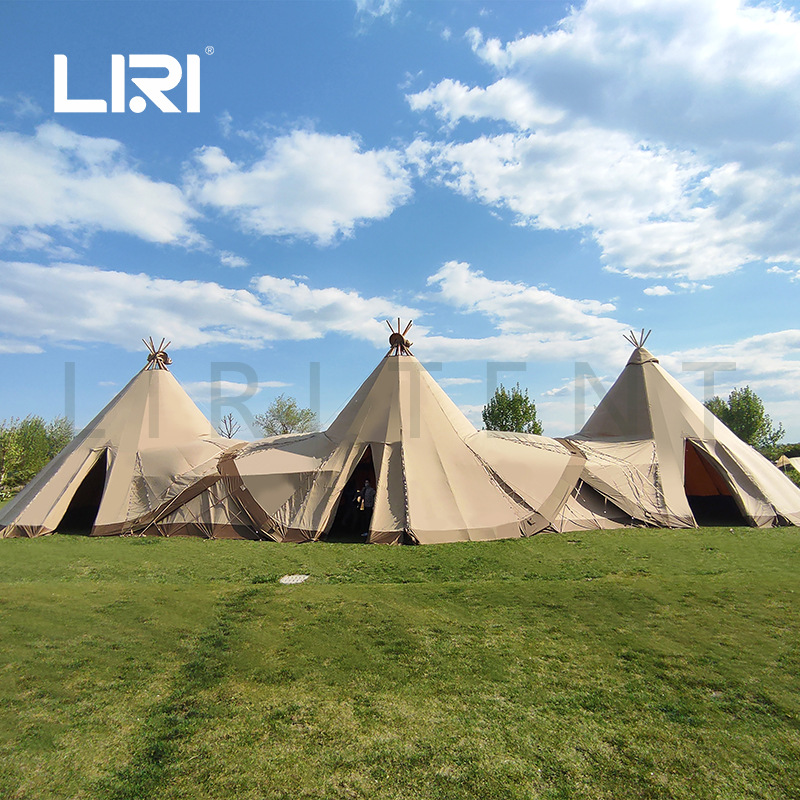 露营北美风印第安纳tipi木帐篷基地篝火晚会度假村活动原木框架