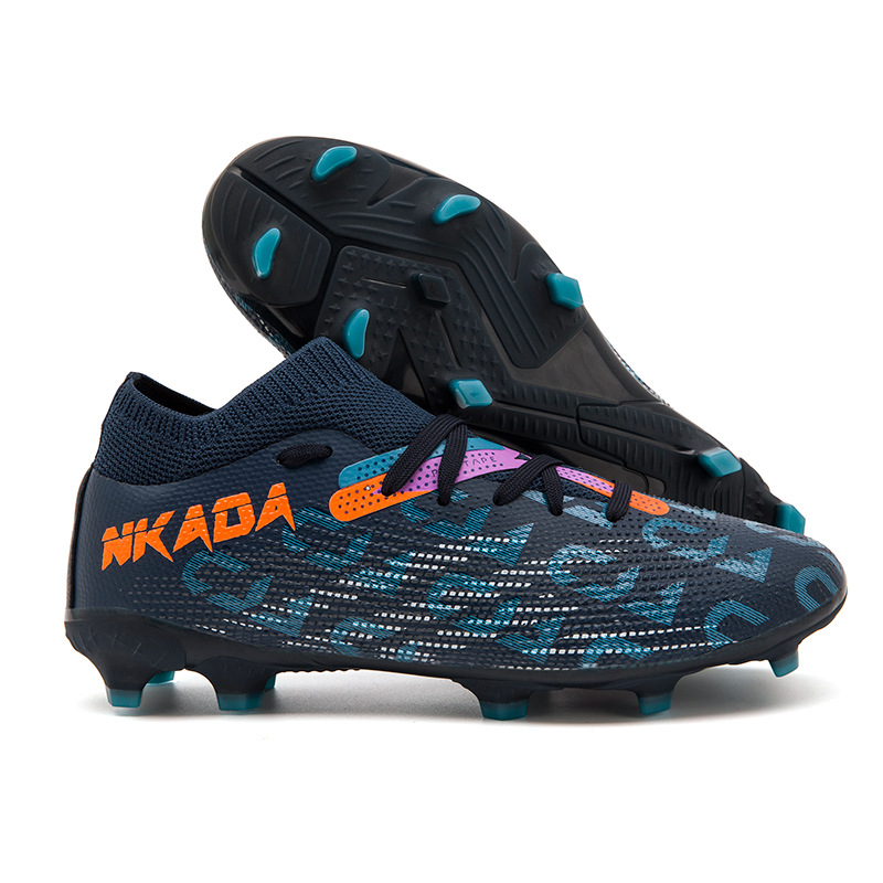 Nail largo - naranja azul profundo