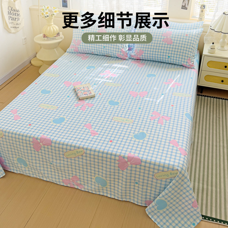 Pequeñas sábanas de algodón floral fresco, una sola pieza de 100 sábanas de algodón, dormitorio doble, traje de tres piezas para estudiantes, cuatro estaciones universales