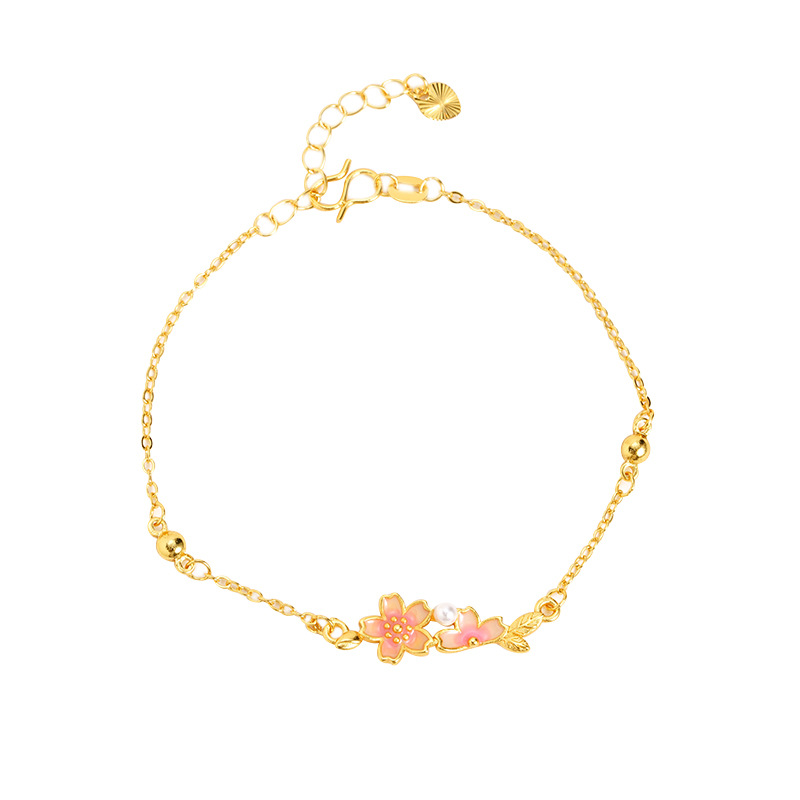 Nuevos productos de Vietnam Sha Jin nuevo estilo chino imitación de pulseras de flores de cerezo perlas versátiles lujosas y ligeras no se desvanecen joyas de alta calidad