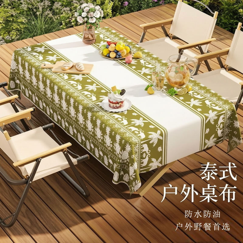 Thai-style outdoor waterproof tablecloth made of PEVA material, oil-proof and heat-resistant, suitable for picnic tables, disposable tablecloth for hotels and guesthouses Thai-style outdoor waterproof tablecloth made of PEVA material, oil-proof and heat-resistant, suitable for picnic tables, disposable tablecloth for hotels and guesthouses