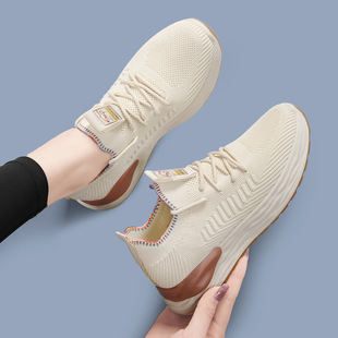 Women's Shoes 2025 New Cross-Border Fly-Knit Casual Shoes Comfortable Old Beijing Cloth Shoes Autumn Versatile Sneakers Mom Shoes
