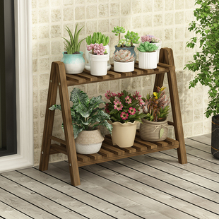 ft flower shelf anti-corrosion solid wood balcony multi-layer interior decoration living room meat basin storage bracket planting light luxury floor