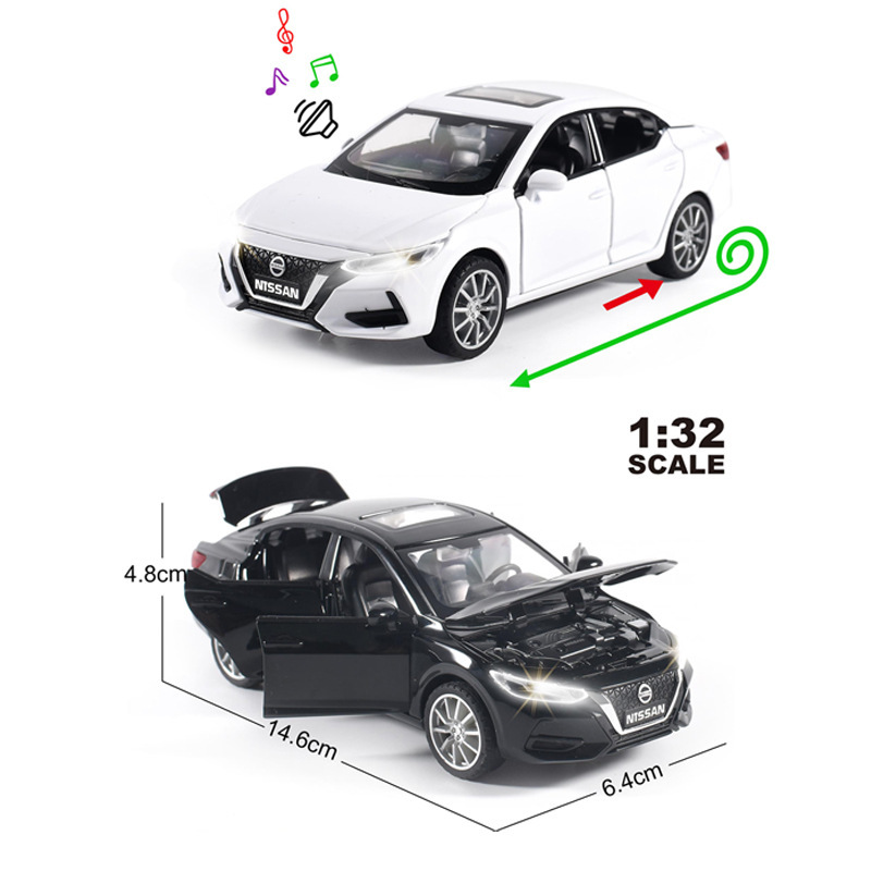 Cross-border 1:32 alloy simulation car sound and light model ornaments children's toy car home ornaments gift wholesale