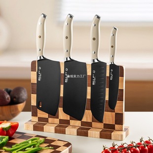 F Kitchen Knife Storage Rack Bill Wood Solid Wood Magnetic Knife Holder Double-Sided Storage Rack Acacia No