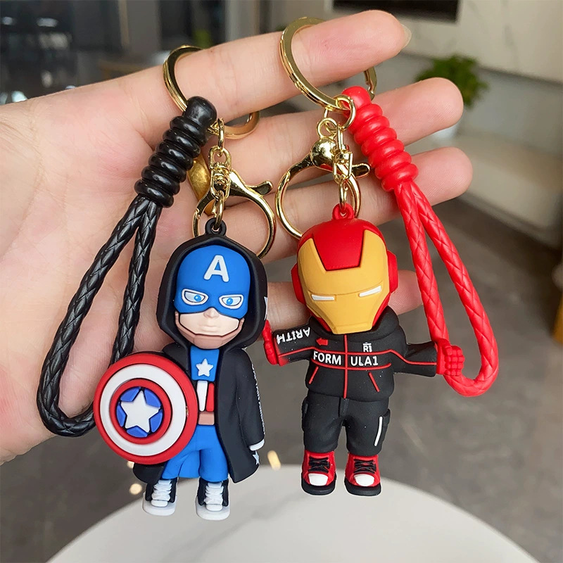 Ключок-брелок Мстители, мультфильм, мини-фигура, кулон, кукла, Marvel, подарок на день рождения