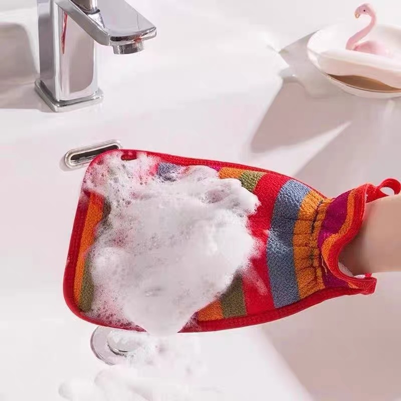 Arco iris rayas toallas de toallas de baño para hombres y mujeres dos lados espalda toallas de baño guantes de lavado de arena gris gruesa toallas de toallas de baño