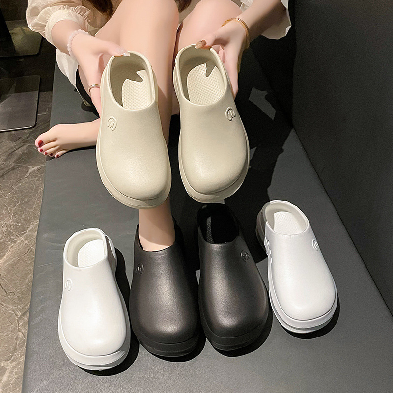 Thick-Soled Chef Shoes, Closed-Toe Slippers for Women, Height-Increasing Clogs, Sandals for Men, Non-Slip, Wear-Resistant, Fashionable Nurse Shoes for Outdoor Wear Thick-Soled Chef Shoes, Closed-Toe Slippers for Women, Height-Increasing Clogs, Sandals for Men, Non-Slip, Wear-Resistant, Fashionable Nurse Shoes for Outdoor Wear