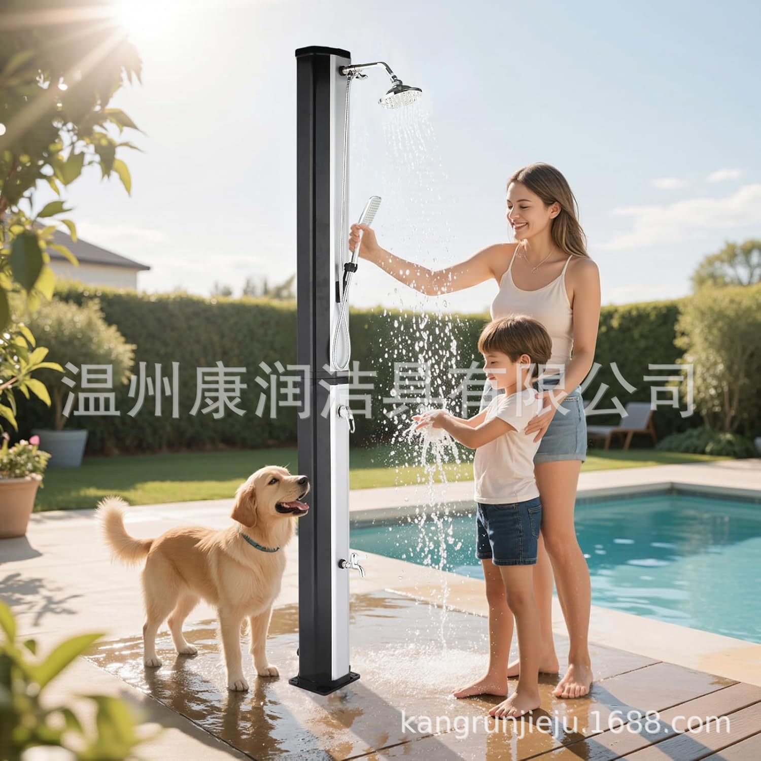 Ducha solar al aire libre 60 litros plateada de gran capacidad piscina playa jardín ducha de ducha con mano