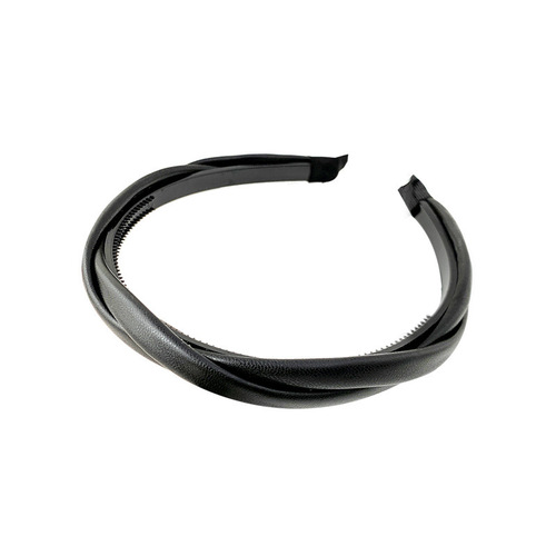 High-end leather twist headband female internet celebrity 2024 new high skull pressure hair headband hairpin retro headwear