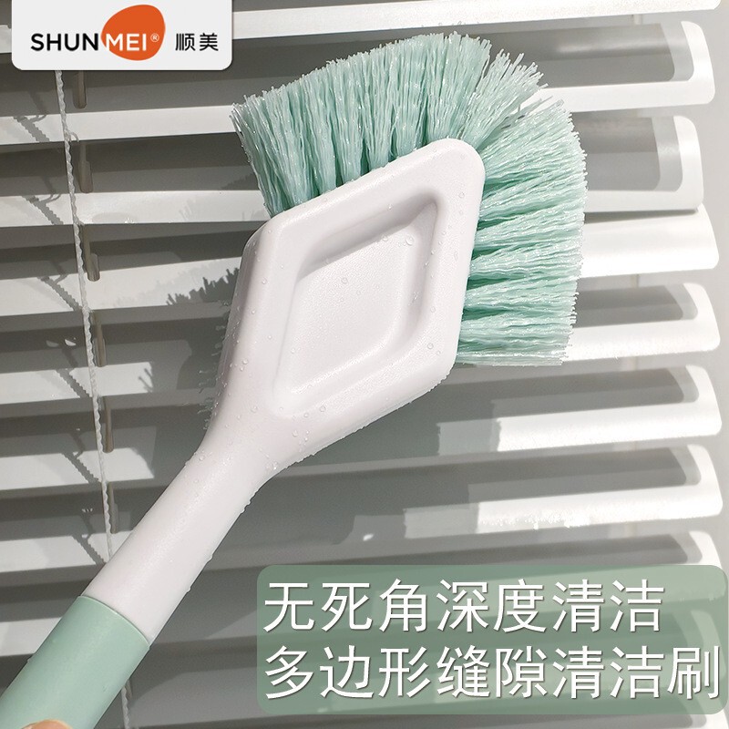 Bathroom Cleaning Brush with Long Handle, Tile Countertop Brush, Bathroom Floor Brush, Bathtub Sink Groove Brush, Corner and Crevice Brush
