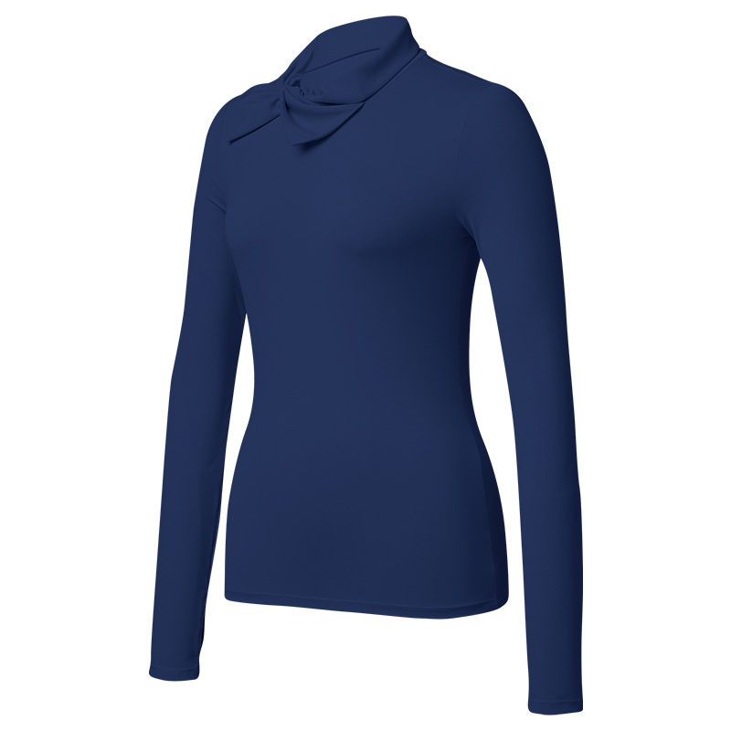 T-shirt de cuello alto y manga larga, camiseta deportiva de mujer, camiseta de golf delgada, camiseta de base transpirable