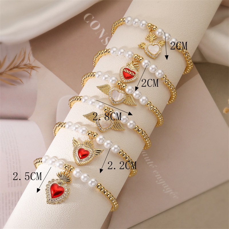 25g Weight Copper Pendant Material Zircon Inlay Material Bracelets Classification Copper Chain Material 1 Piece Quantity Outdoor, Shopping Occasion Copper Material Heart Shape, Wings Pattern Unisex Gender Inlay Design Copper Lady Inlay Heart Shape Wings Zircon Bracelets 无