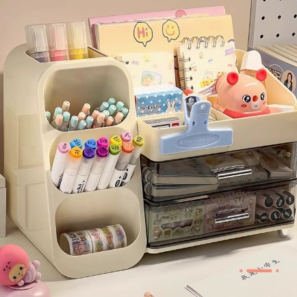 Desktop Storage Box Drawer-Type Stationery Student Office Organizer Large-Capacity Storage Rack Multi-Functional Pen Holder
