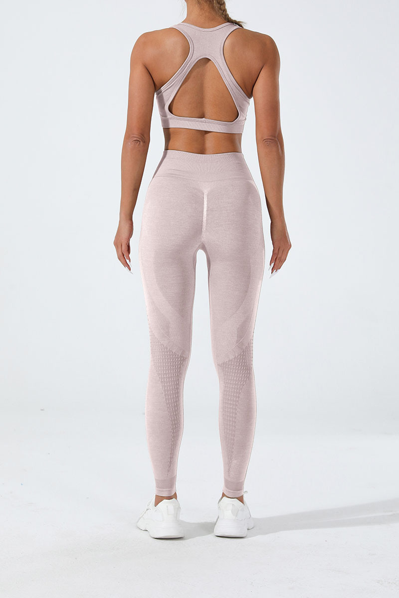 Cationic Seamless Yoga Outfit Set Butt Lifting Tight Fitness Pants Backless Sports Bra Yoga Vest Body Shaping Running Tights_voghion.com