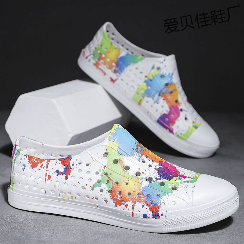 Aibeijia Foreign Trade Europe and America Vietnam Comfortable Breathable Sports Soft Bottom eva Hollow Splash Ink Graffiti Hole Shoes Cool Rain Shoes for Men and Women Aibeijia Foreign Trade Europe and America Vietnam Comfortable Breathable Sports Soft Bottom eva Hollow Splash Ink Graffiti Hole Shoes Cool Rain Shoes for Men and Women