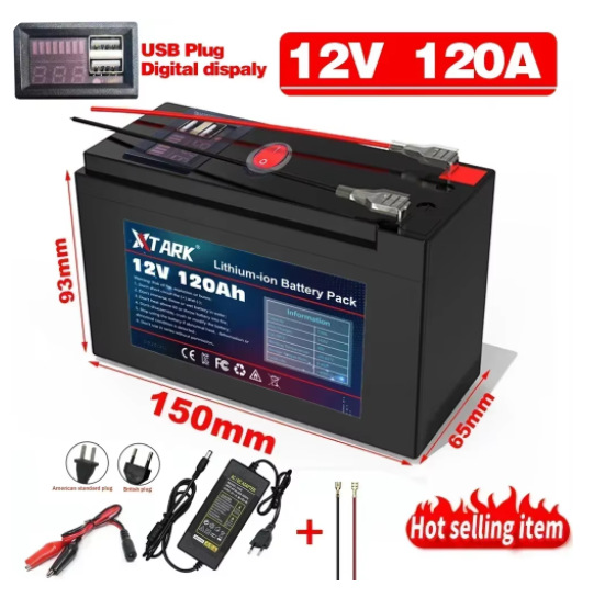 12V 120Ah 18650锂电池组 户外备用电源 灯条 太阳能板充电电池