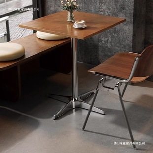 Coffee Shop Square Table Cafe Milk Tea Shop Birch Marine Board Table Retro Dessert Bakery Shop Dining Table and Chair Combination