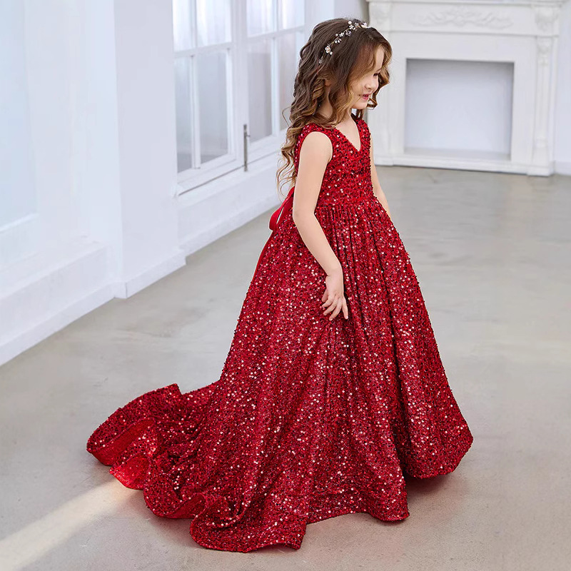 2025 nuevo comercio exterior Europa y Estados Unidos vestido de sequillas transfronterizas de niños otoño y invierno Navidad Halloween espectáculo de chicas trapeadoras