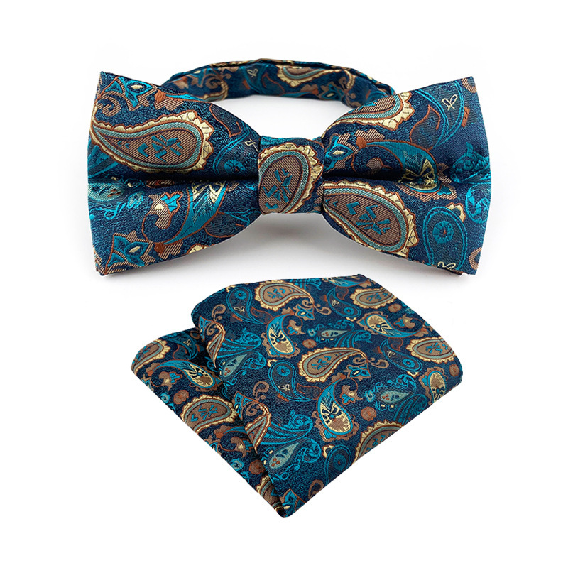 Yongfeng in stock supply 2025 new Paisley bow tie and pocket towel suit groom wedding bow tie Yongfeng in stock supply 2025 new Paisley bow tie and pocket towel suit groom wedding bow tie