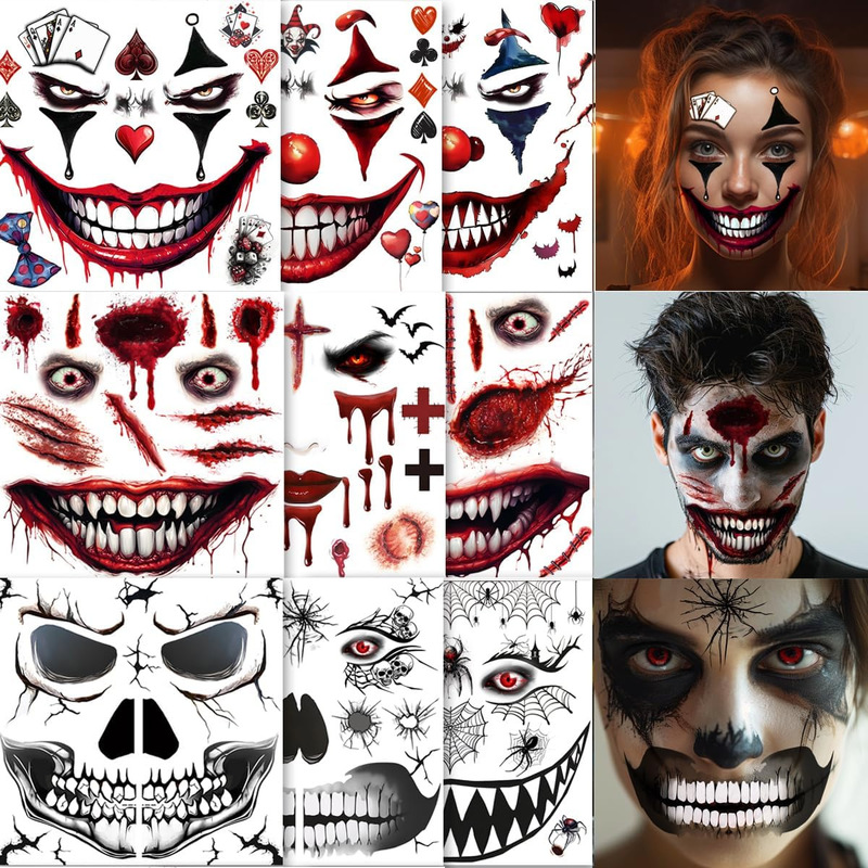 New Halloween Face Stickers Horror Dress up Tattoo Stickers Party Props Tattoo Stickers Hand Bone Mask Stickers Waterproof New Halloween Face Stickers Horror Dress up Tattoo Stickers Party Props Tattoo Stickers Hand Bone Mask Stickers Waterproof