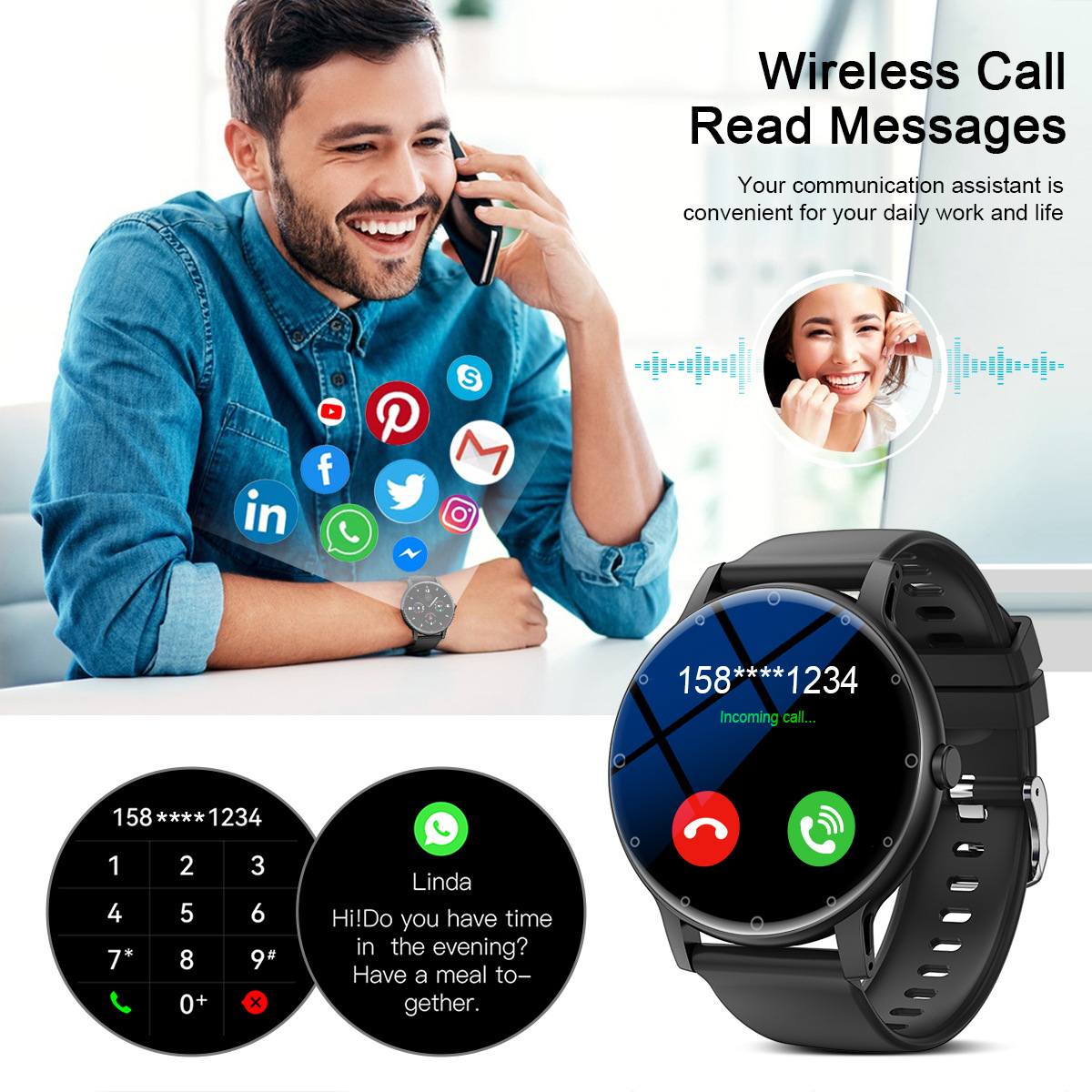 LIGE 2023 Neue Unisex-Smartwatch Bluetooth Wasserdicht Herzfrequenzmesser Sport mit Wetteranzeige Multifunktionale Luxus-Business-Uhr_voghion.com